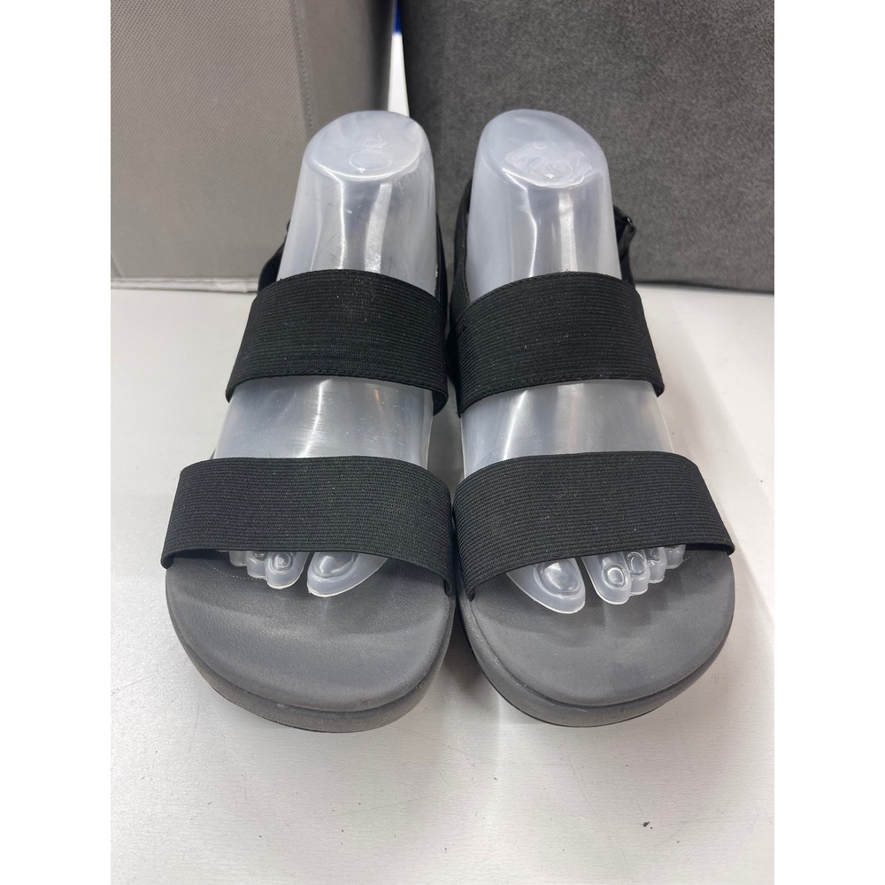 Clarks Cloudsteppers Arla Glison Black Elastic Strap Platform Sandals Womens 10